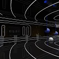 Futuristic Interior Design With Circular Structures Neon Lines And Sphere Decorations 3d model