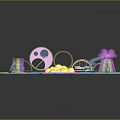 Colorful Kids Play Structure With Rainbow Cloud Shaped Tunnels And Slides