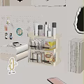 Organized Household Items Storage With Layered Shelving Skincare Spices And Pegboard Decor