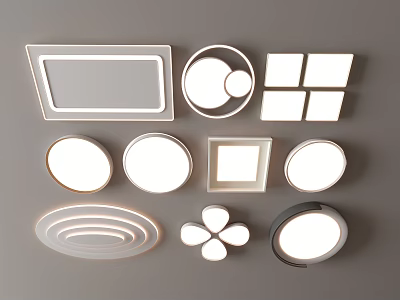Modern Ceiling Lights with Various Shapes Round Square and Petal Designs 3d model