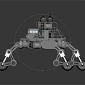 Multi Legged Mechanical Creature With Control Cabin And Shiny Metallic Legs Structure 3d model