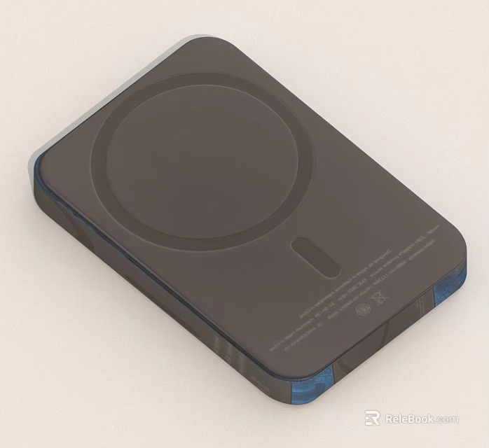 Sleek Black Wireless Charger With Circular Charging Pad And Blue Edge Ports 3d model 