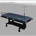 Medical Equipment Patient Transfer Stretcher with Blue Mattress Adjustable Metal Frame IV Pole and Wheels
