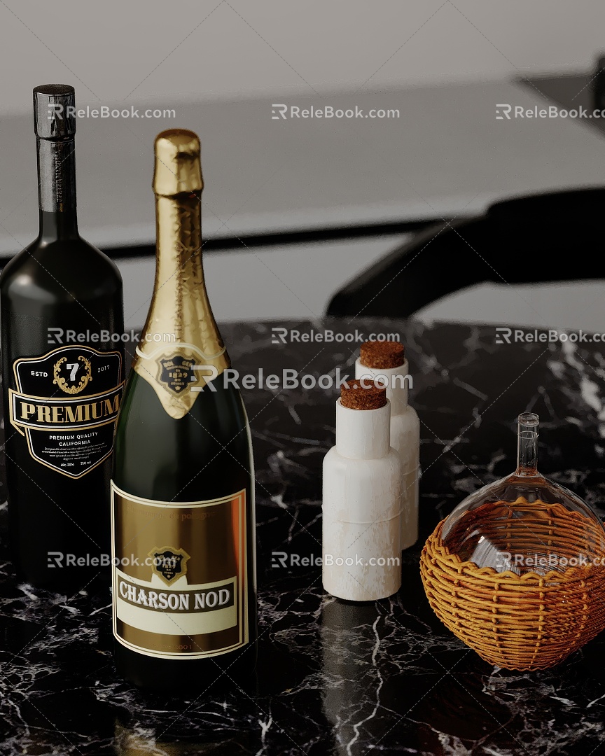 Modern Ornaments Combination Desktop Ornaments Bottle Kitchen Ornaments Cup 3d model