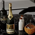 Elegant Decorative Ornaments Set With Wine Bottles Champagne Ceramic Jars Glass Decanter And Wicker Basket