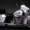 Red Police Motorcycle With Emergency Lights Storage Compartments And POLICE Markings