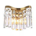 Elegant Gold Frame Wall Light With Diamond Shaped And Long Crystal Decorations And Warm Illumination