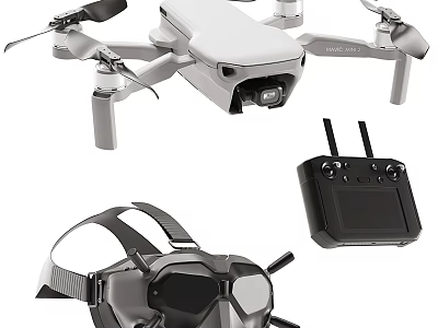 Smart Machine Drone with Remote Controller and VR Goggles Equipment 3d model