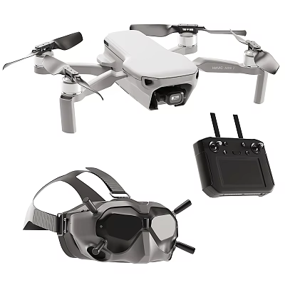 Smart Machine Drone with Remote Controller and VR Goggles Equipment 3d model