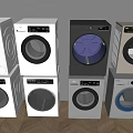 Modern Front Load Washing Machines With Various Colors And Designs On