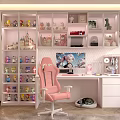 Modern Pink Computer Workstation With Anime Monitor Keyboard And Headphones