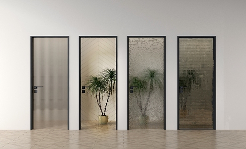 Modern glass door single door 3d model