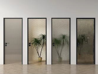 Modern glass door single door 3d model