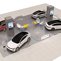 Modern Car Showroom Interior With Multiple Vehicles Charging Stations And Seats