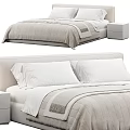 Modern Minimalist Bedroom Bed With Light Bedding White Pillows And Nightstand