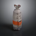 Detailed Spacecraft Model With Gray White Body Orange Stripe Top Structure And Bottom Landing Legs