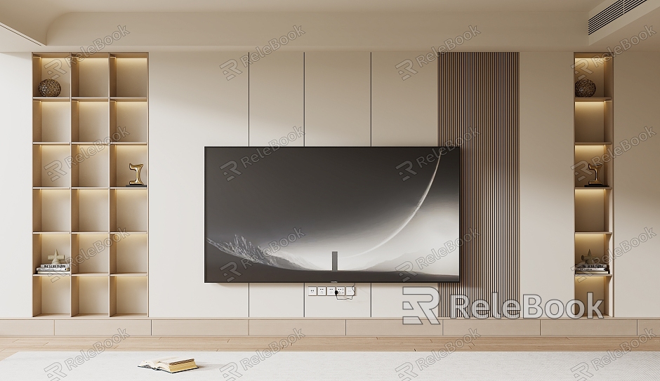 Modern TV Background Wall Cream Style TV Background Wall TV Cabinet TV model