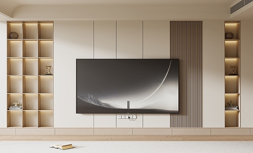 Modern TV Background Wall Cream Style TV Background Wall TV Cabinet TV 3d model