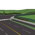 Modern Contemporary Building Facade With Sleek Design Greenery And Open Roadway