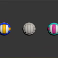 Colorful Volleyballs With Blue Yellow White Gray Pink And Green Patterns For Sports