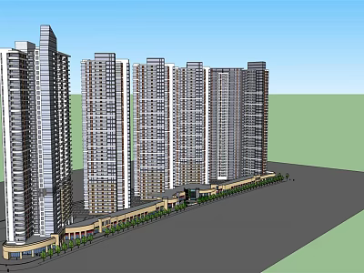 Modern High Rise Residential Buildings With Urban Street And Green Areas 3d model