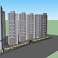 Modern High Rise Residential Buildings With Urban Street And Green Areas