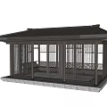 Modern Wooden Landscape Pavilion With Dark Roof Open Structure And Bench Seating