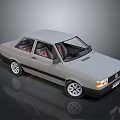 Classic Gray Sedan with Red Seats Vintage Design and Chrome Wheels