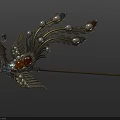 Exquisite Phoenix Shaped Hairpin Decorated With Colorful Gemstones And Pearls