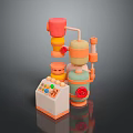 Colorful Mechanical Toy Model With Various Colored Components And Control Panel Buttons 3d model