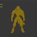3D Model Of Armored Fictional Creature With Silver Gold Armor And Detailed Design