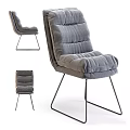 Gray Plush Single Chair With Metal Legs And Modern Tufted Backrest Design