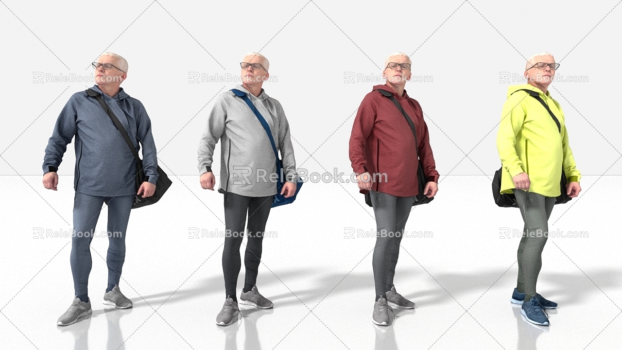 Fitness backpack sports for the elderly 3d model