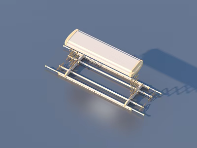 Metal Clothes Drying Rack With Two Horizontal Bars And Rectangular Top Frame 3d model