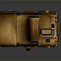 Industrial Utility Vehicle With Large Tires Open Cargo Bed And Rustic Brown Exterior