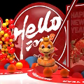 Hello Zong 2025 Red Theme Photo Spot With Cartoon Snake Balloon Pile And Decorations
