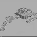 Futuristic Mechanical Vehicle With Multiple Wheels Robotic Arms And Cockpit In 3D Rendering
