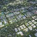 Aerial Planning of Modern Urban Area With Organized Buildings And Green Spaces