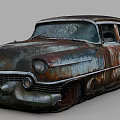 Rusted Vintage Car Exterior With Peeling Paint And Corroded Metal Body