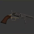 Vintage Revolver Firearm With Wooden Grip Metal Body And Classic Design