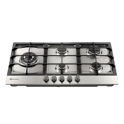 Stainless Steel Gas Cooktop With Multiple Burners And Control Knobs For Modern Kitchen 3d model