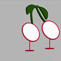 Stylish Round Mirrors With Red Frames And Red Stands Featuring Green Leaf Decorations