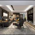 Modern Dining Living Room Interior With Round Table Chairs Green Plant And Marble Walls