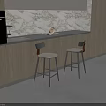 Modern Bar Stools With White Seats Black Metal Legs In Kitchen Setting With Marble Countertop