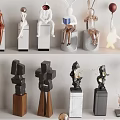 Modern Artistic Decorative Ornament Set With Various Figurines And Diverse Materials For Home Decor