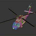 Utility Helicopter With Rotors Cockpit And Shiny Surface On Dark Background