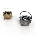Gold And Silver Electric Cooker Pots With Handles And Decorative Patterns