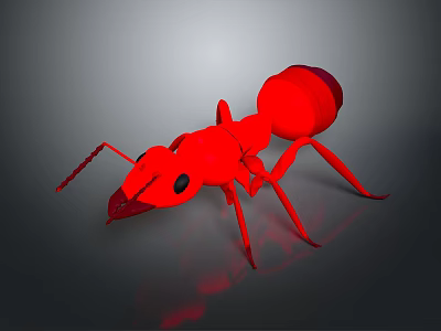 Red Ant 3D Model with Shiny Surface on Gray Gradient Background 3d model