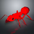 Red Ant 3D Model with Shiny Surface on Gray Gradient Background