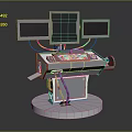 Modern Commercial Equipment With Three Screens Control Panel Console And Sturdy Base Design 3d model